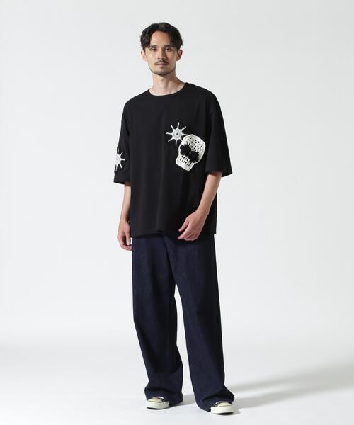 DISCOVERED（ディスカバード）の「DISCOVERED（ディスカバード） 別注MEXICAN SKULL CROCHET S/S TEE / クロシェ半袖Tシャツ（Tシャツ/カットソー・メンズ・ホワイト/ブラック/グレー・1/3）」の4枚目の写真
