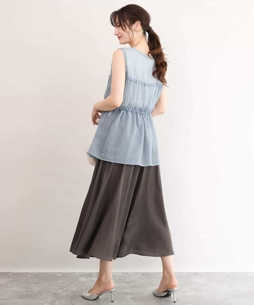 MK MICHEL KLEIN（エムケーミッシェルクラン）の「[洗える]スクエアネックシアーブラウス（シャツ/ブラウス・レディース・ブラック/ライトブルー・38）」の22枚目の写真
