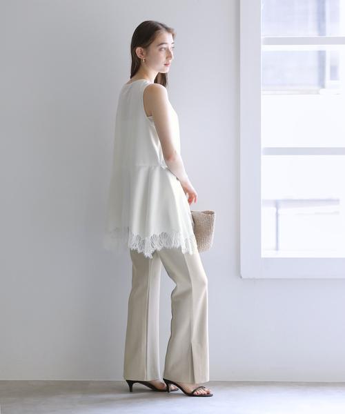 La TOTALITE(ラトータリテ)の「【洗える】CHIGNON/シニヨン ソフトリブフレアパンツ(その他パンツ・レディース・ベージュ/ブラック・38/36)」の10枚目の写真
