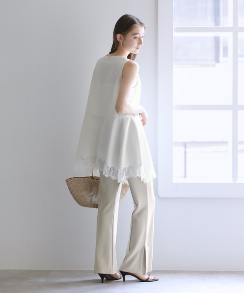 La TOTALITE(ラトータリテ)の「【洗える】CHIGNON/シニヨン ソフトリブフレアパンツ(その他パンツ・レディース・ベージュ/ブラック・38/36)」の11枚目の写真