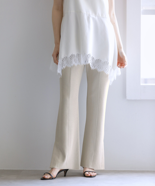 La TOTALITE(ラトータリテ)の「【洗える】CHIGNON/シニヨン ソフトリブフレアパンツ(その他パンツ・レディース・ベージュ/ブラック・38/36)」の12枚目の写真