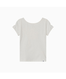 BACK BUTTON SHIRRING T-SHIRT, IVORY