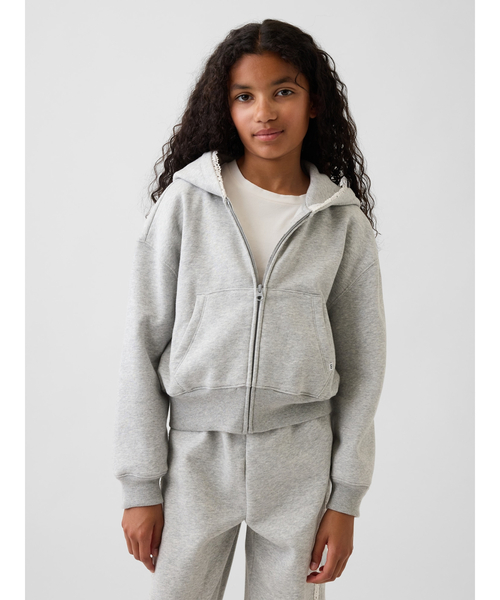 GAP(ギャップ)の「ヴィンテージソフト リラックスフィット レーストリミング ジップアップパーカー (キッズ)(パーカー・キッズ・グレー・130cm/140cm)」の1枚目の写真