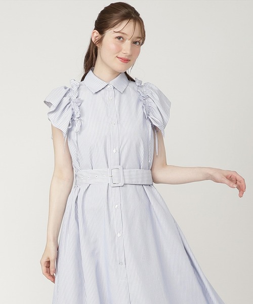 セール】【6/11発売】2WAYドロストスリーブストライプワンピース