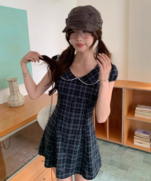 Alvia(アルビア)の「チェックミニワンピース(ワンピース・レディース・ブルー・M)」の5枚目の写真