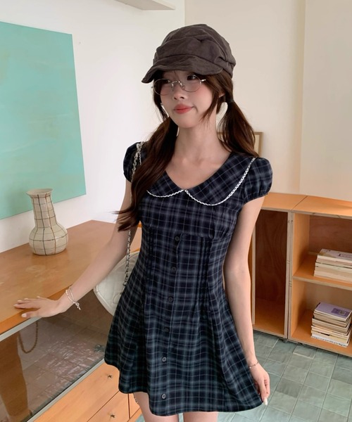 Alvia(アルビア)の「チェックミニワンピース(ワンピース・レディース・ブルー・M)」の6枚目の写真