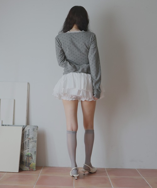 Mili affinity(ミリアフィニティー)の「Vネックレース付きフロントデザイントップス(Tシャツ/カットソー・レディース・杢グレー/オフホワイト/ブラック・FREE)」の12枚目の写真