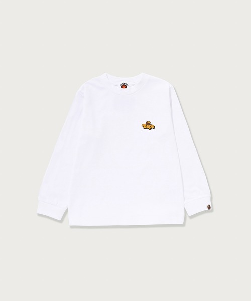 A BATHING APE(アベイシングエイプ)の「MILO ON BAPE ONE POINT LS TEE(Tシャツ/カットソー・キッズ・ホワイト/ブラック/ピンク・110/100/90/130/120/140)」の2枚目の写真