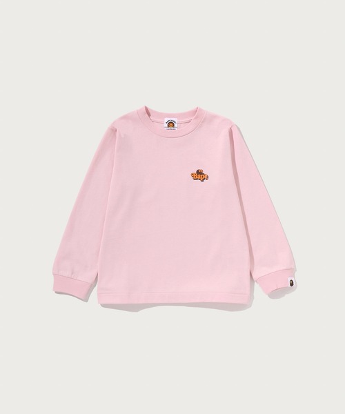 A BATHING APE(アベイシングエイプ)の「MILO ON BAPE ONE POINT LS TEE(Tシャツ/カットソー・キッズ・ホワイト/ブラック/ピンク・110/100/90/130/120/140)」の3枚目の写真