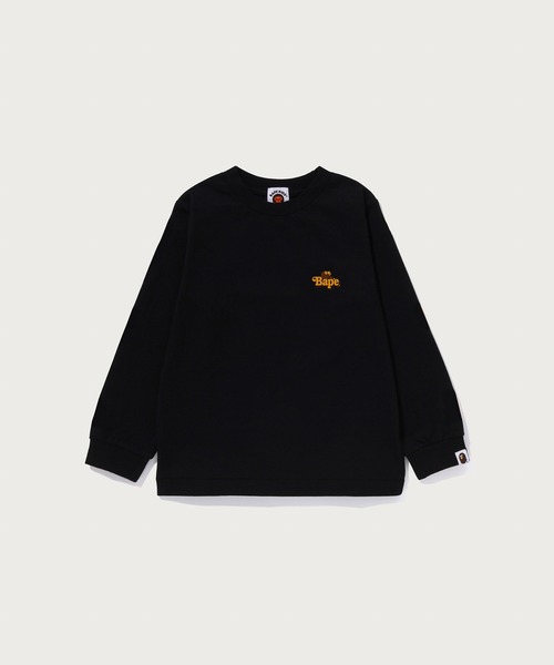 A BATHING APE(アベイシングエイプ)の「MILO ON BAPE ONE POINT LS TEE(Tシャツ/カットソー・キッズ・ホワイト/ブラック/ピンク・110/100/90/130/120/140)」の1枚目の写真