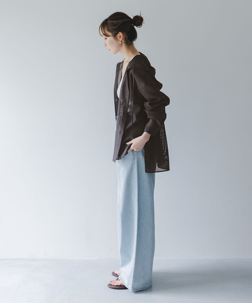 Noble（ノーブル）の「《追加》【洗える】ブリーズメッシュフードシャツ（シャツ/ブラウス・レディース・スミクロ/アイボリー・FREE）」の22枚目の写真