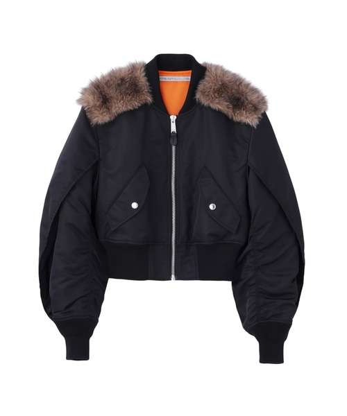 JOHN LAWRENCE SULLIVAN(ジョンローレンスサリバン)の「NYLON BOMBER JACKET WITH BACK FUR(MA-1・レディース・ブラック・SMALL/MEDIUM)」の1枚目の写真
