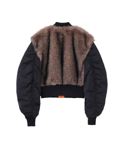 JOHN LAWRENCE SULLIVAN(ジョンローレンスサリバン)の「NYLON BOMBER JACKET WITH BACK FUR(MA-1・レディース・ブラック・SMALL/MEDIUM)」の2枚目の写真