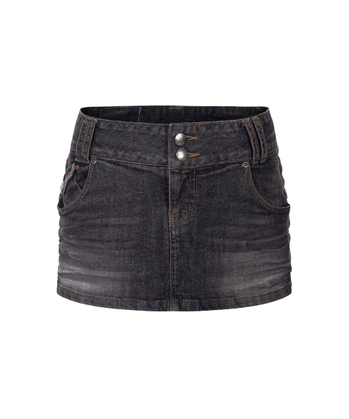 PLEASENOFOLLOW(プリーズノーフォロー)の「Tommie Button Denim Skirt (Vintage Black)(スカート・レディース・その他・SMALL/MEDIUM)」の4枚目の写真