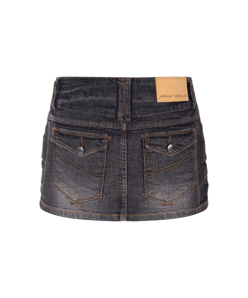 PLEASENOFOLLOW(プリーズノーフォロー)の「Tommie Button Denim Skirt (Vintage Black)(スカート・レディース・その他・SMALL/MEDIUM)」の5枚目の写真