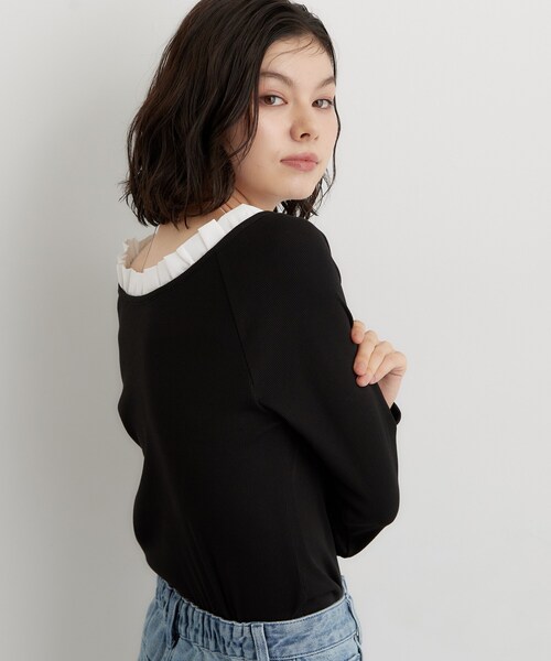 THE SHOP TK (ザ ショップ ティーケー )の「フリル襟 リブカットソー(Tシャツ/カットソー・レディース・ブラック/グレー/ダークブラウン・13/12)」の7枚目の写真