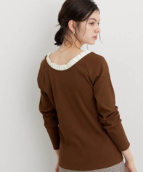 THE SHOP TK (ザ ショップ ティーケー )の「フリル襟 リブカットソー(Tシャツ/カットソー・レディース・ブラック/グレー/ダークブラウン・13/12)」の4枚目の写真
