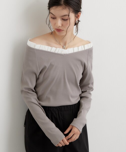THE SHOP TK (ザ ショップ ティーケー )の「フリル襟 リブカットソー(Tシャツ/カットソー・レディース・ブラック/グレー/ダークブラウン・13/12)」の12枚目の写真