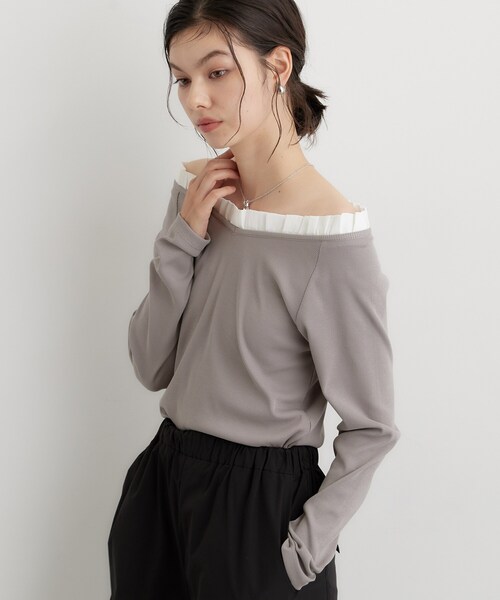 THE SHOP TK (ザ ショップ ティーケー )の「フリル襟 リブカットソー(Tシャツ/カットソー・レディース・ブラック/グレー/ダークブラウン・13/12)」の13枚目の写真