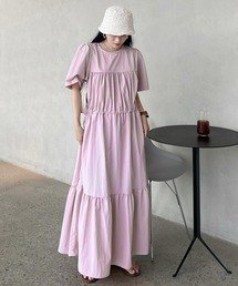 ウエストドローストリング ティアードワンピース
