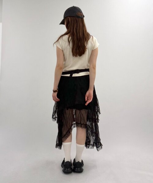 w closet(ダブルクローゼット)の「イレヘムシアースカート(スカート・レディース・ブラック/アイボリー・FREE)」の14枚目の写真
