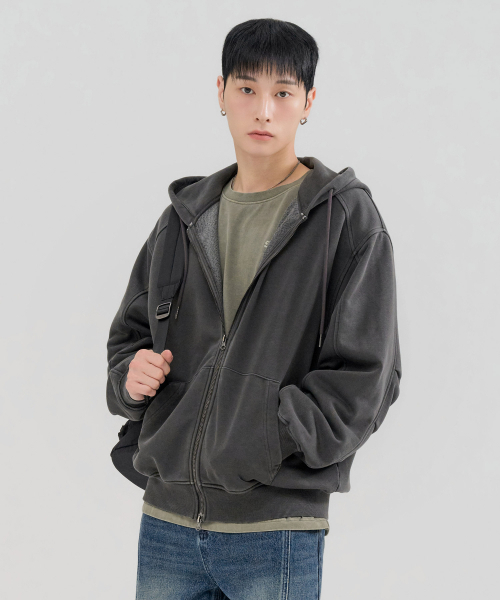 CHASECULT(チェイスカルト)の「メンズ PIGMENT フードジップアップ-FERK4331B09(パーカー・メンズ・ダークグレー・95/100/105)」の5枚目の写真