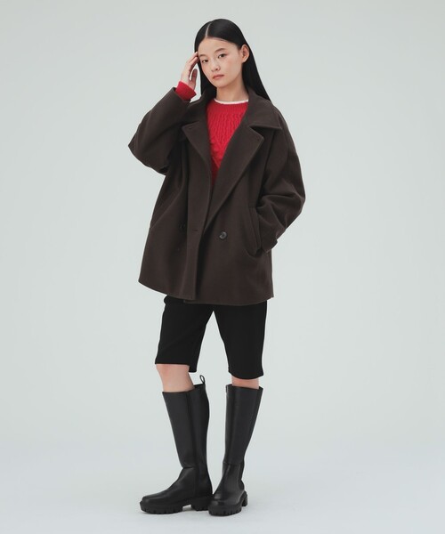 BEAMS HEART(ビームスハート)の「ミドル スタンド コート(ピーコート・レディース・ブラック/ブラウン/ブラウン系その他2・FREE)」の4枚目の写真