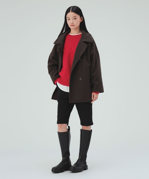 BEAMS HEART(ビームスハート)の「ミドル スタンド コート(ピーコート・レディース・ブラック/ブラウン/ブラウン系その他2・FREE)」の5枚目の写真