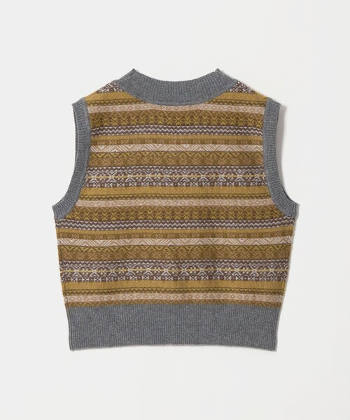 BEAUTY&YOUTH UNITED ARROWS（ビューティーアンドユースユナイテッドアローズ）の「ウールブレンド フェアアイル Vネックベスト（ベスト・レディース・ピンク/オリーブ・FREE）」の3枚目の写真