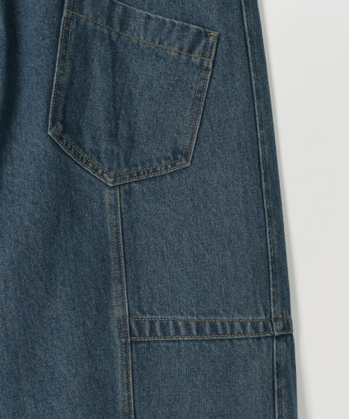 INDUST（インダスト）の「カーブドワイドデニムパンツ (ブルー)（デニムパンツ・レディース・ブルー・1(S)/2(M)/3(L)）」の8枚目の写真