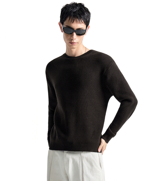 COSTUME O’CLOCK(コスチュームオクロック)の「デイリー スリムフィット ラウンド ニット 6 COLOR COOSKT074(ニット/セーター・メンズ・ブラック/ブラウン/ダークグレー/グレー/ライトグレー/アイボリー・MEDIUM/LARGE)」の9枚目の写真