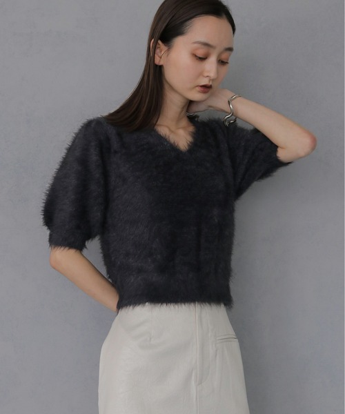 &g'aime（アンジェム）の「【&ｇ'aime 】シャギーハーフスリーブトップス　Shaggy Half Sleeve Top（ニット/セーター・レディース・ライトグレー/チャコールグレー/ベージュ・FREE）」の11枚目の写真