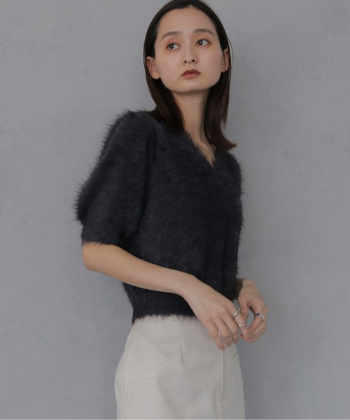 &g'aime（アンジェム）の「【&ｇ'aime 】シャギーハーフスリーブトップス　Shaggy Half Sleeve Top（ニット/セーター・レディース・ライトグレー/チャコールグレー/ベージュ・FREE）」の13枚目の写真
