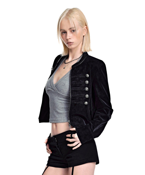 SECONDMONO（セカンドモノローグ）の「Napoleon フェイクヌバック クロップドジャケット [BLACK]_SEWJK004BLACK（その他アウター・レディース・その他・F）」の2枚目の写真