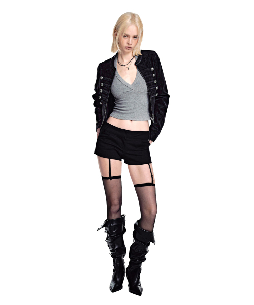 SECONDMONO（セカンドモノローグ）の「Napoleon フェイクヌバック クロップドジャケット [BLACK]_SEWJK004BLACK（その他アウター・レディース・その他・F）」の4枚目の写真
