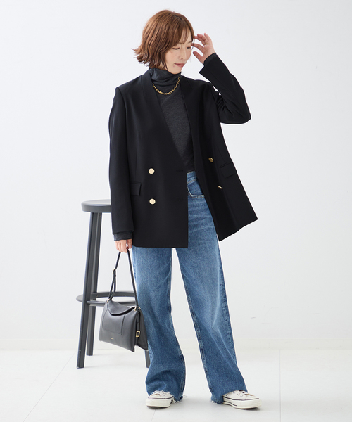 journal standard L'essage(ジャーナルスタンダードレサージュ)の「丸胴ハイネックプルオーバー(Tシャツ/カットソー・レディース・チャコールグレー/アイボリー/サックスブルー・FREE)」の4枚目の写真