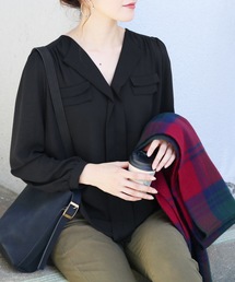 reca | "高品質"ポケットデザインシフォンブラウス(シャツ/ブラウス)