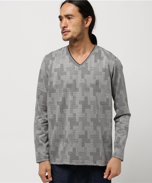 MEN'S BIGI（メンズビギ）の「VネックロンＴ/JAPAN MADE(日本製)（Tシャツ/カットソー・メンズ・ネイビー/グレー/ボルドー・L/M/S）」の2枚目の写真