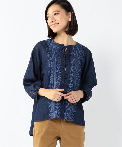 coen(コーエン)の「【NOMA textile designコラボ】エンブロイダリー刺繍ブラウス(シャツ/ブラウス・レディース・ベージュ/ネイビー・FREE)」の2枚目の写真