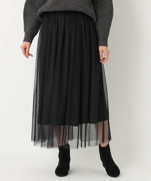 A part by(アパートバイ)の「チュールロングスカート 741039 (スカート・レディース・アイボリー/ブラック・FREE)」の2枚目の写真