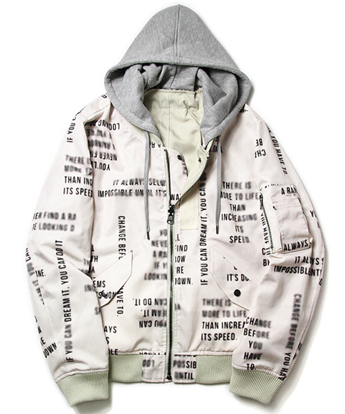 JACKROSE(ジャックローズ)の「脱着フード英字転写リバーシブルMA-1 (MA-1・メンズ・ブラック/アイボリー・L/M/XL)」の3枚目の写真