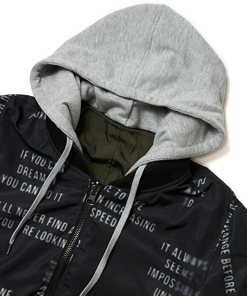 JACKROSE(ジャックローズ)の「脱着フード英字転写リバーシブルMA-1 (MA-1・メンズ・ブラック/アイボリー・L/M/XL)」の8枚目の写真