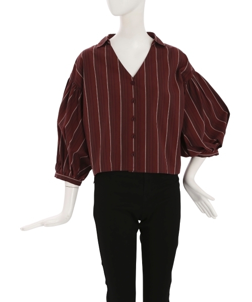 MURUA（ムルーア）の「ボリュームスリーブデコルテシャツ（シャツ/ブラウス・レディース・ブラック/マルチ/ホワイト・FREE）」の6枚目の写真