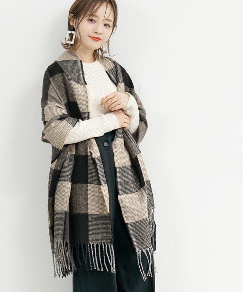 coca(coca)(コカ)の「【WEB限定セール】選べるカラバリ 差し色チェック柄ふんわり大判ストール(ストール/ショール・レディース・A/B/C/X/Y/Z/G/H/D/E/F/J/I/K・ONE SIZE)」の8枚目の写真