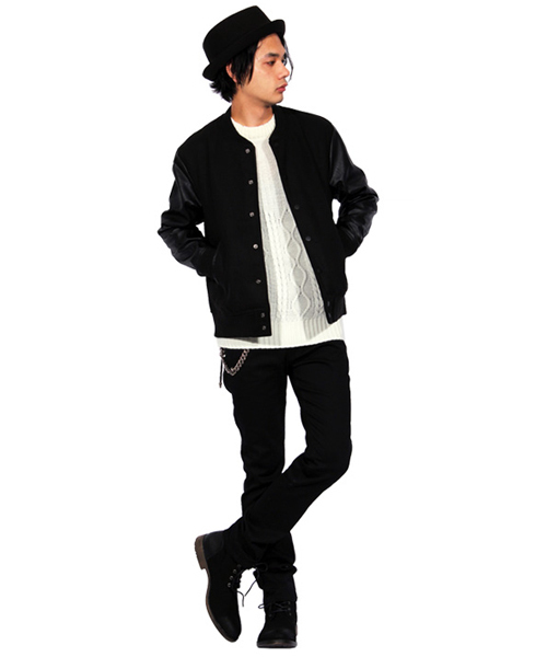 ８(eight)（エイト）の「スタジャン メルトン スタジアムジャンパー（スタジャン・メンズ・ブラック/グレー/キャメル・MEDIUM/LARGE）」の4枚目の写真