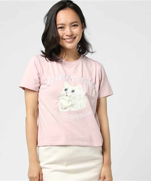 onespo(ワンスポ)の「NOBLE KITTEN Tシャツ(Tシャツ/カットソー・レディース・ホワイト/ブラック/ブルー/ライトピンク・M)」の6枚目の写真