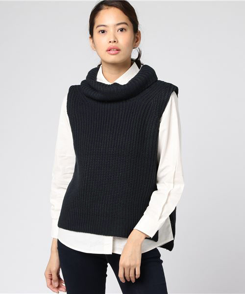 earth music&ecology（アースミュージックアンドエコロジー）の「SET2点 タートルニット+シャツ（ニット/セーター・レディース・ネイビー/アイボリー/杢グレー/キャメル・FREE）」の15枚目の写真