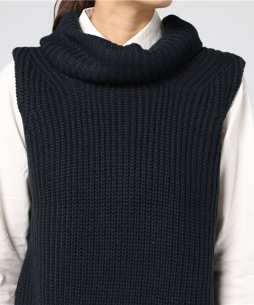 earth music&ecology（アースミュージックアンドエコロジー）の「SET2点 タートルニット+シャツ（ニット/セーター・レディース・ネイビー/アイボリー/杢グレー/キャメル・FREE）」の10枚目の写真