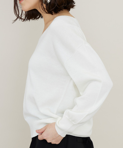 STUDIOUS(ステュディオス)の「STUDIOUS ウォッシャブル ホールガーメント Vネックニット(ニット/セーター・レディース・オフホワイト/ベージュ/ネイビー/ラベンダー/イエロー・FREE)」の14枚目の写真