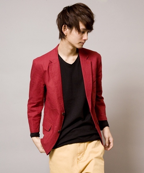 WEGO(ウィゴー)の「WEGO/綿麻7S2ボタンテーラードジャケット(テーラードジャケット・メンズ・ブラック/ナチュラル/ターコイズブルー/ネイビー/ワイン・MEDIUM/LARGE)」の5枚目の写真